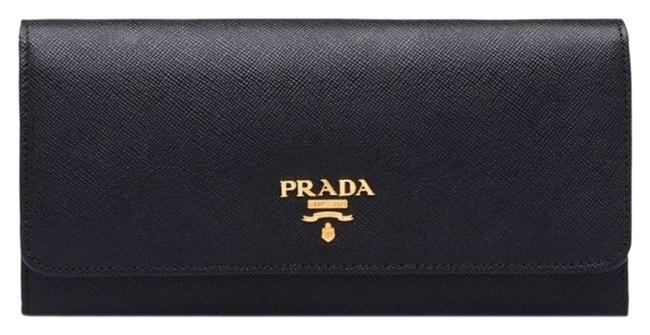 Prada Black Long Saffiano Leather Continental Wallet