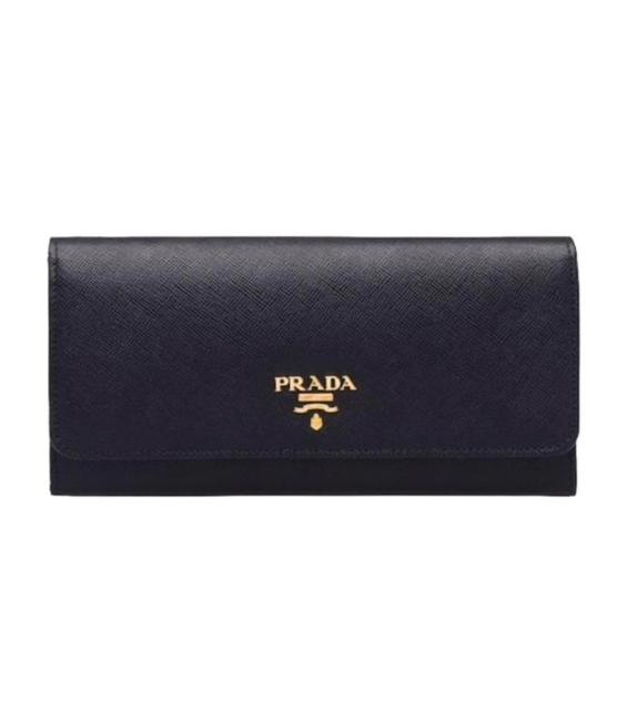 Prada Black Long Saffiano Leather Wallet