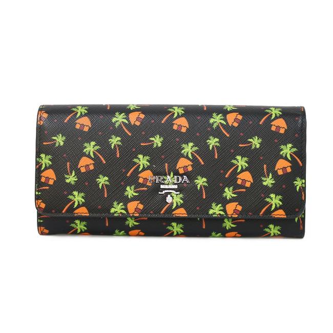 Prada Black Long Tropical Leather Ladies Men Wallet