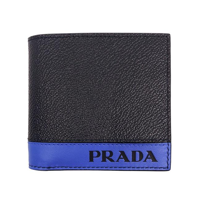 Prada Black Mens Bi Color BlackBlue Bifold 2mo912 Wallet