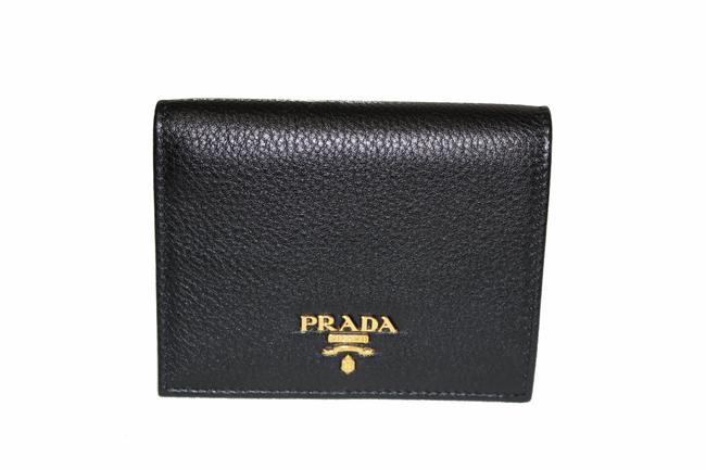Prada Black New Calfskin Leather Small Wallet