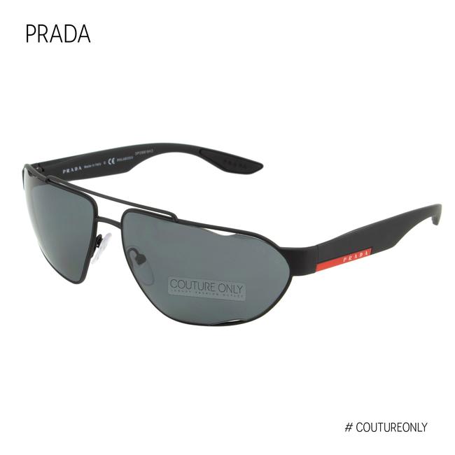 Prada Black New Linea Rossa Sport Aviator Racer Sps 56u Polarized Sunglasses