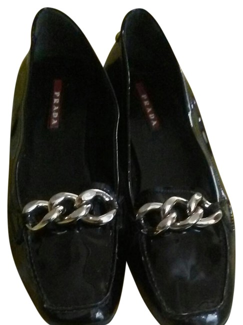 Prada Black Patent Leather 39 Made In Italy Flats