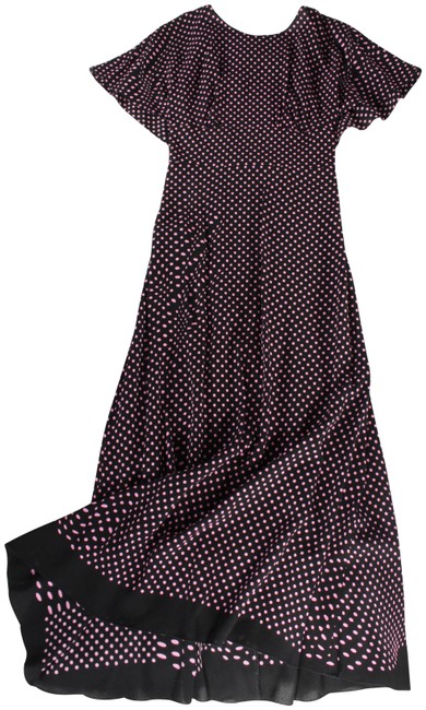 Prada Black Pink Polka Dot Open Capelet Mid length Cocktail Dress0 XS