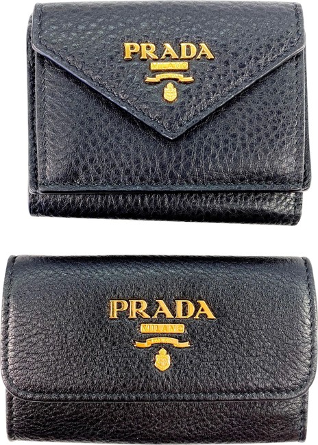 Prada Black Portafoglio Vitello Leather Key Chain Wallet