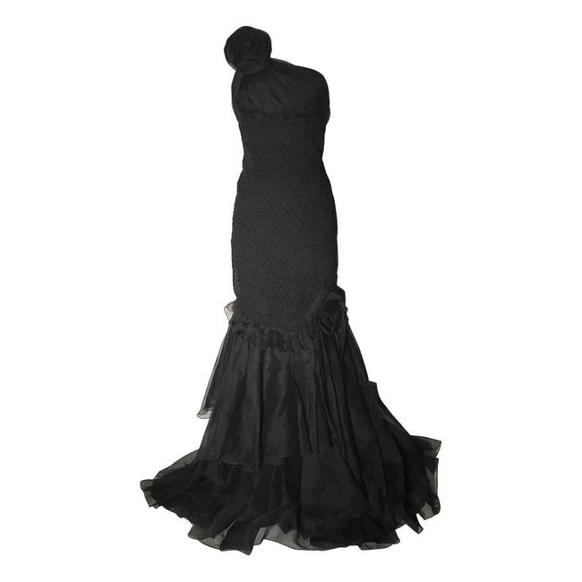 Prada Black Rosette Long Formal Dress4 S
