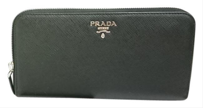 Prada Black Round Zipper 1ml506 Saffiano 240066053138 Wallet