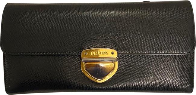 Prada Black Saffiano Continental Wallet