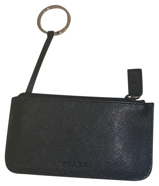 Prada Black Saffiano Leather Coin Purse Keychain Wallet