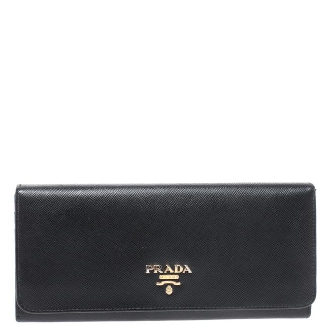 Prada Black Saffiano Leather Continental Wallet
