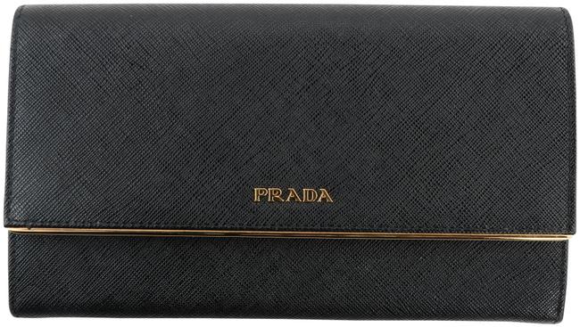 Prada Black Saffiano Leather Flap Wallet