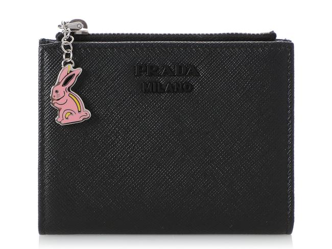 Prada Black Saffiano Leather Rabbit Charm Wallet