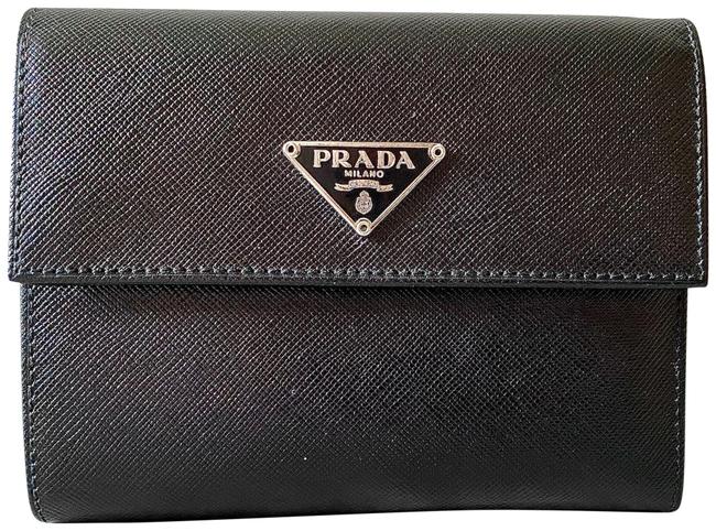 Prada Black Saffiano Leather Trifold Wallet