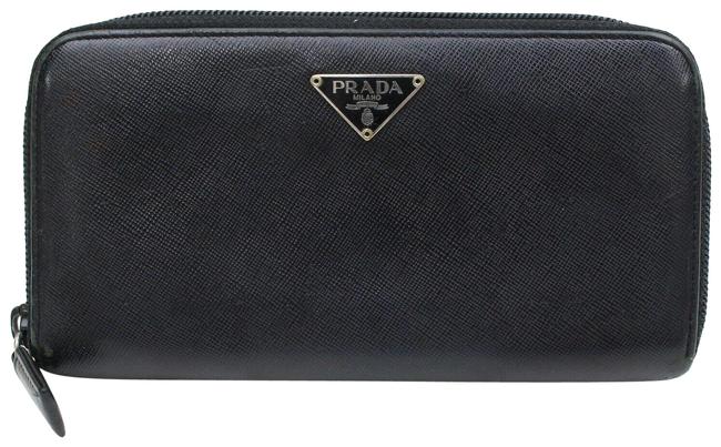 Prada Black Saffiano Leather Zippy Long Continental 871093 Wallet