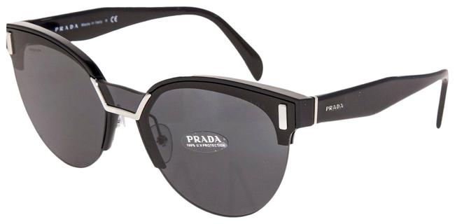 Prada Black Silver 04u Hide Pr04us Cat Eye Runway Women Sunglasses