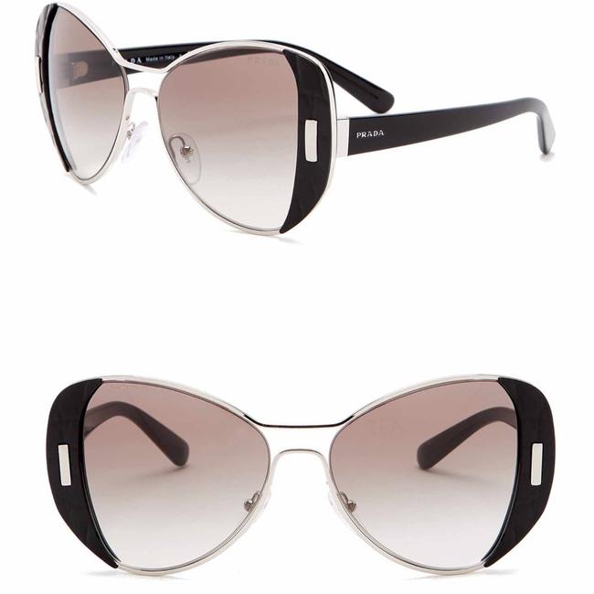Prada Black Silver 55mm Croc Embossed Butterfly Sunglasses