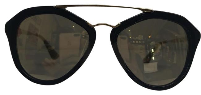Prada Black Silver Mirrored 12q Sunglasses