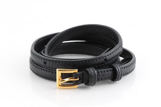Prada Black Skinny Leather Waist Belt
