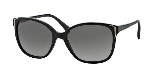 Prada Black Spr 01o 1ab 5w1 55mm Square Cat Eye Polarized Sunglasses