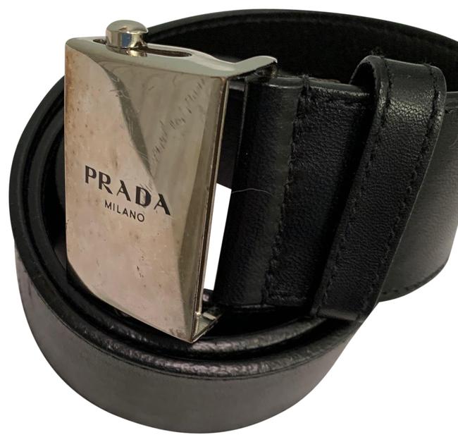 Prada Black Super Soft Leather Strap Belt