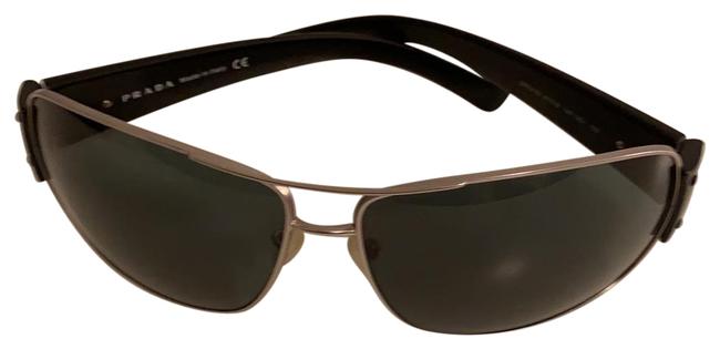 Prada Black Temples with G15 Lenses Grayish Green Aviator Sunglasses