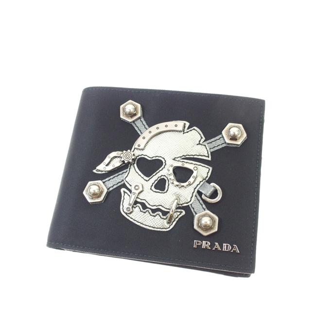 Prada Black Tessuto Skull Bifold Wallet