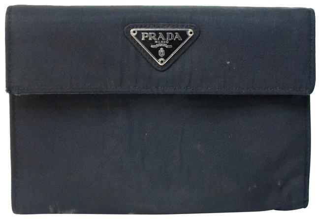 Prada Black Clutch Trifold Nylon Three Fold Purse Wallet