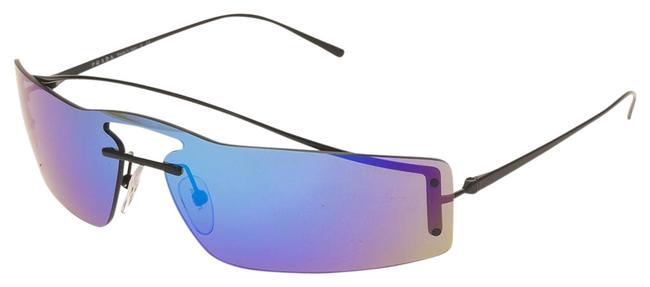 Prada Black Ultravox Pr61vs Unisex Metal Iridium Mirrored 61v Sunglasses