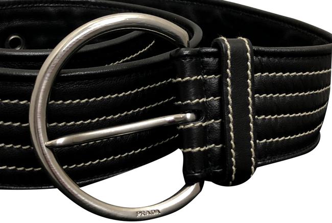 Prada Black Wide Leather 3690 Belt