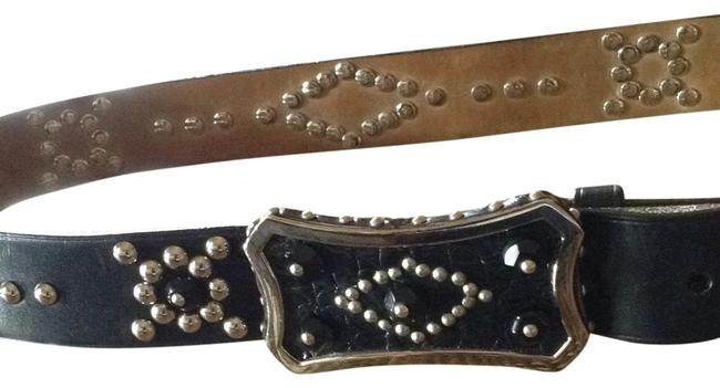 Prada Black with Silver Tone Grommets and Jets Belt