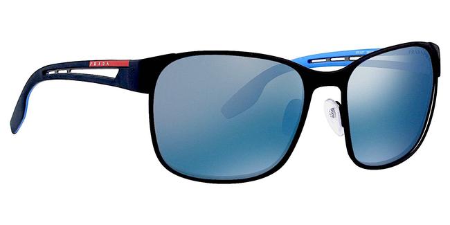 Prada Black with Tag Sport Ps52tsBlue Lens Mirror Polarized Sunglasses