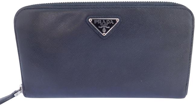 Prada Black Long Zip Around Wallet