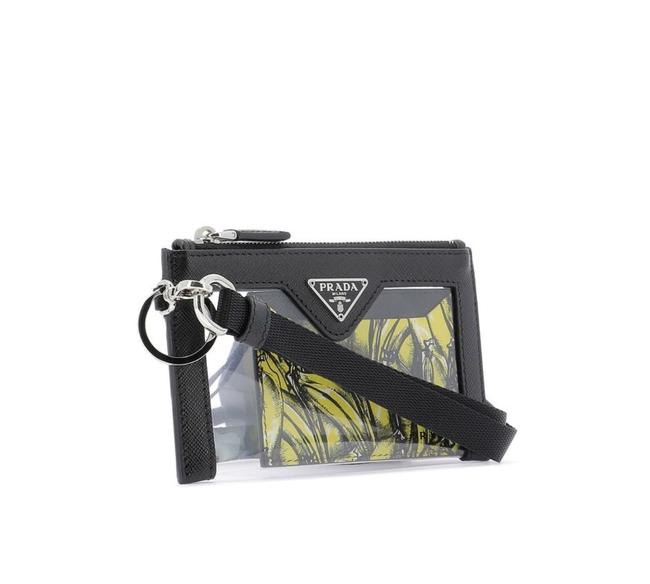 Prada BlackYellowClear Banana Printed Card HolderPvc PouchPhone Holder Wallet