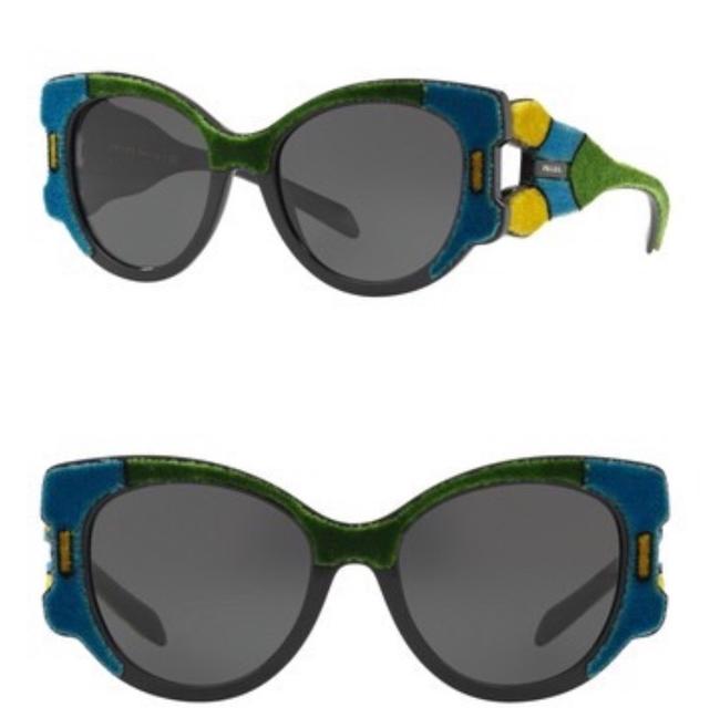 Prada Blue Green Yellow Cat Eye Velvet Sunglasses