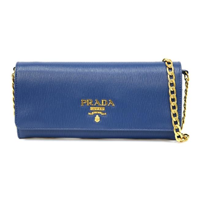 Prada BlueNavy Long Chain Ladies Men Wallet