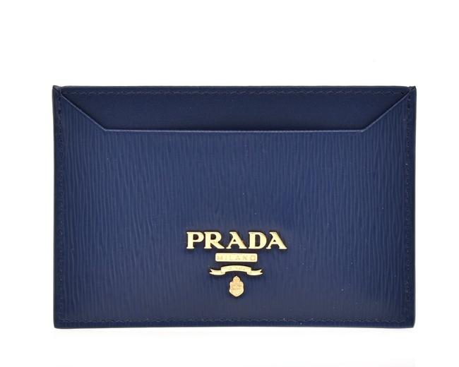 Prada Blue Vitello Move Card Case Wallet