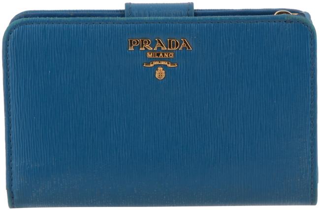 Prada Blue Vitello Move Leather French Wallet