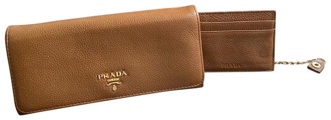 Prada Brown Continental Leather Leather Wallet