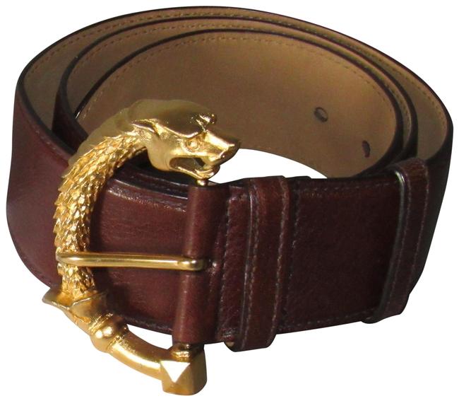 Prada Brown Dragon Buckle Logo Leather Medium M 85 34 Belt