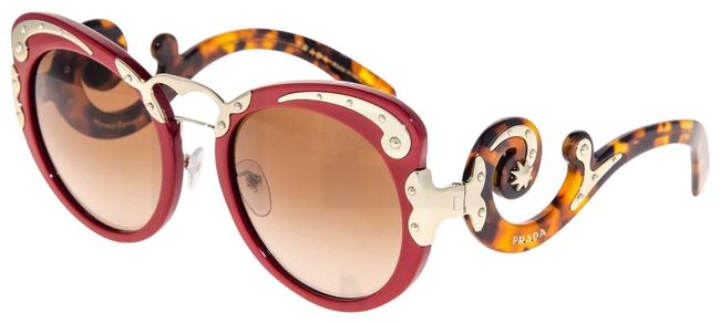 Prada Brown Havana Red Minimal Baroque Swirl Pr07ts 07t Sunglasses