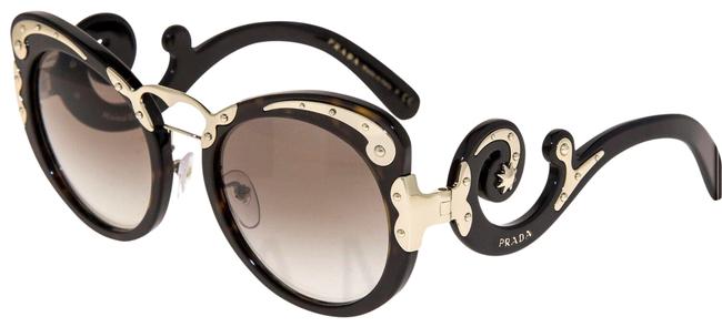 Prada Brown Havana Wanderer Baroque 07t Swirl Gold Dark Pr07ts Sunglasses