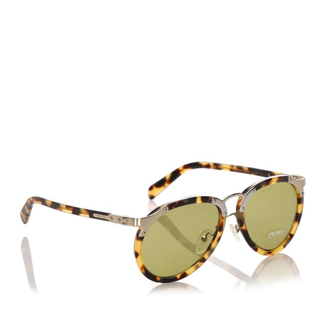 Prada Brown Plastic Aviator Tinted Sunglasses