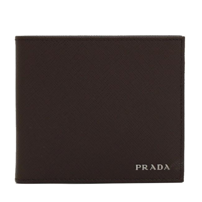 Prada Brown Saffiano Bifold Leather Black Leather 2mo513 Wallet