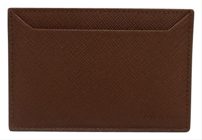 Prada Brown Saffiano Cardholder Case Wallet