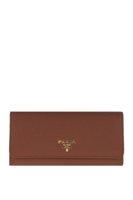 Prada Brown Saffiano Leather Continental Wallet