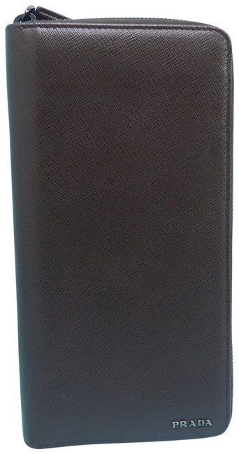 Prada Brown Saffiano Travel Organizer Wallet