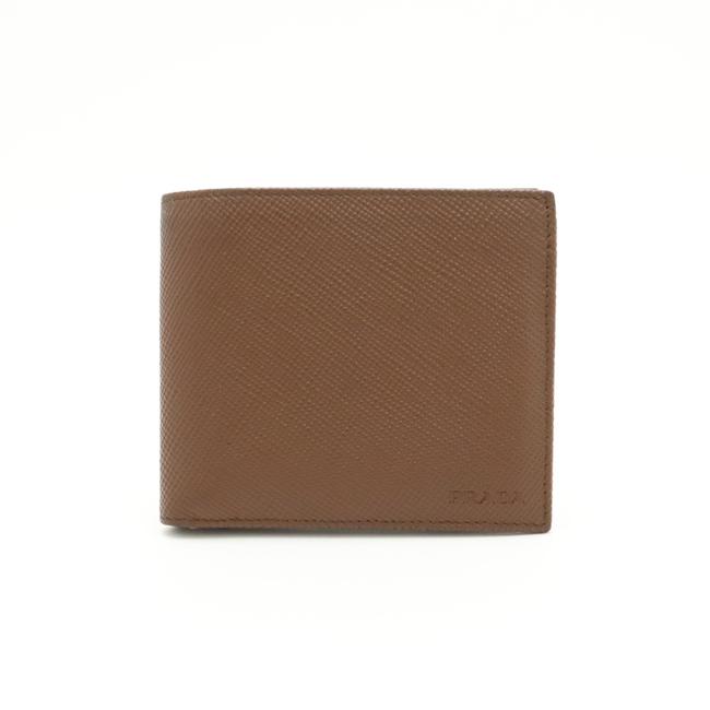 Prada Cacao Two Fold Logo Saffiano Saffiano Leather 2mo738 Wallet
