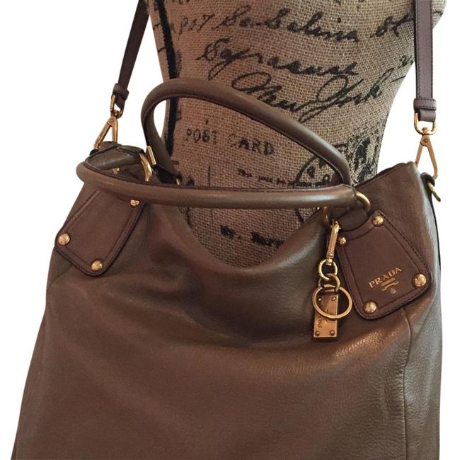Prada Caramel Leather Hobo Bag