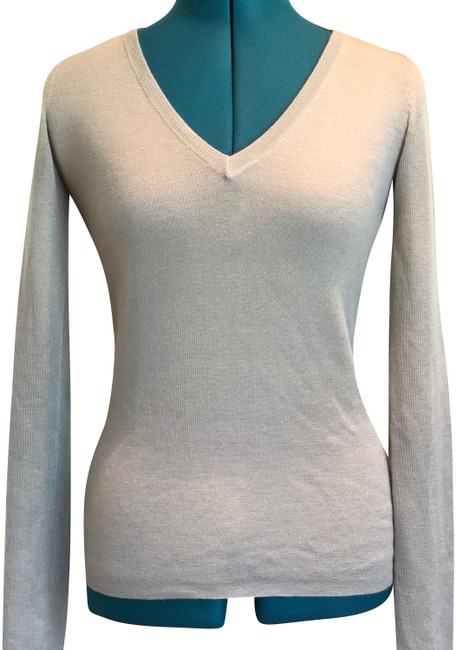 Prada Cashmere Blend V neck Silver Sage Sweater