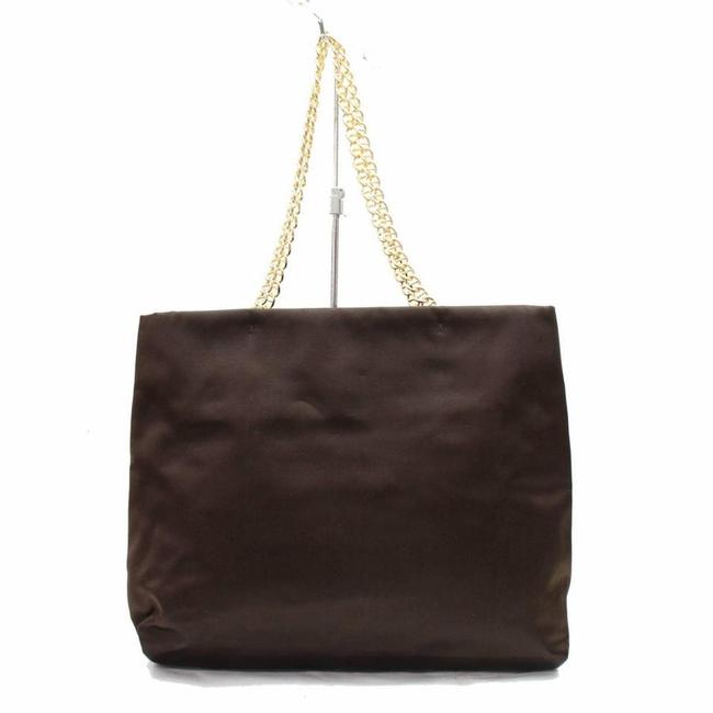 Prada Chain 867945 Brown Satin Tote
